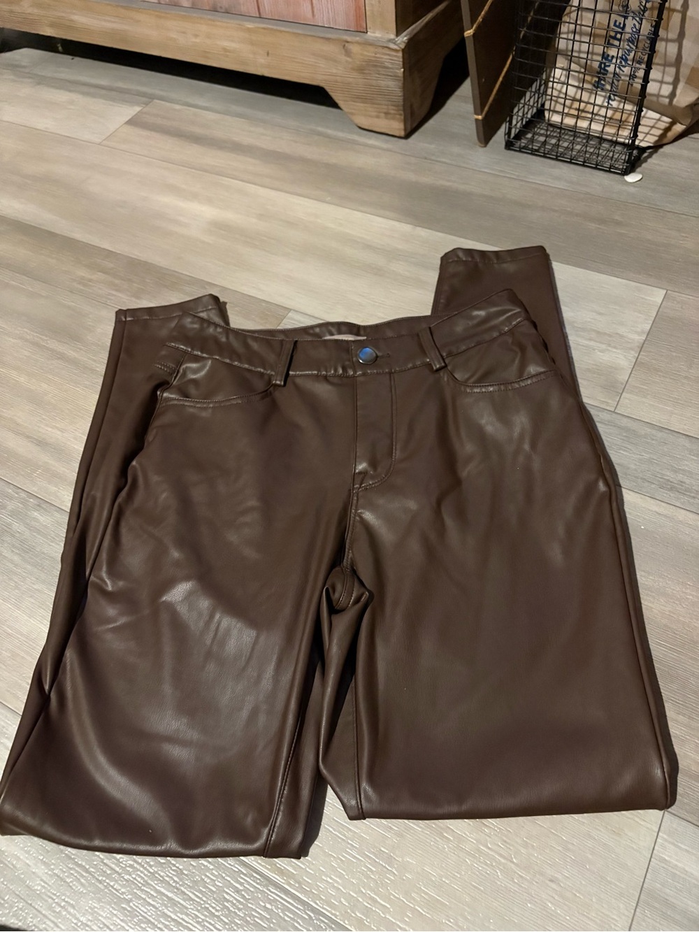 Maurices Dark Brown Faux Leather Womens Pants